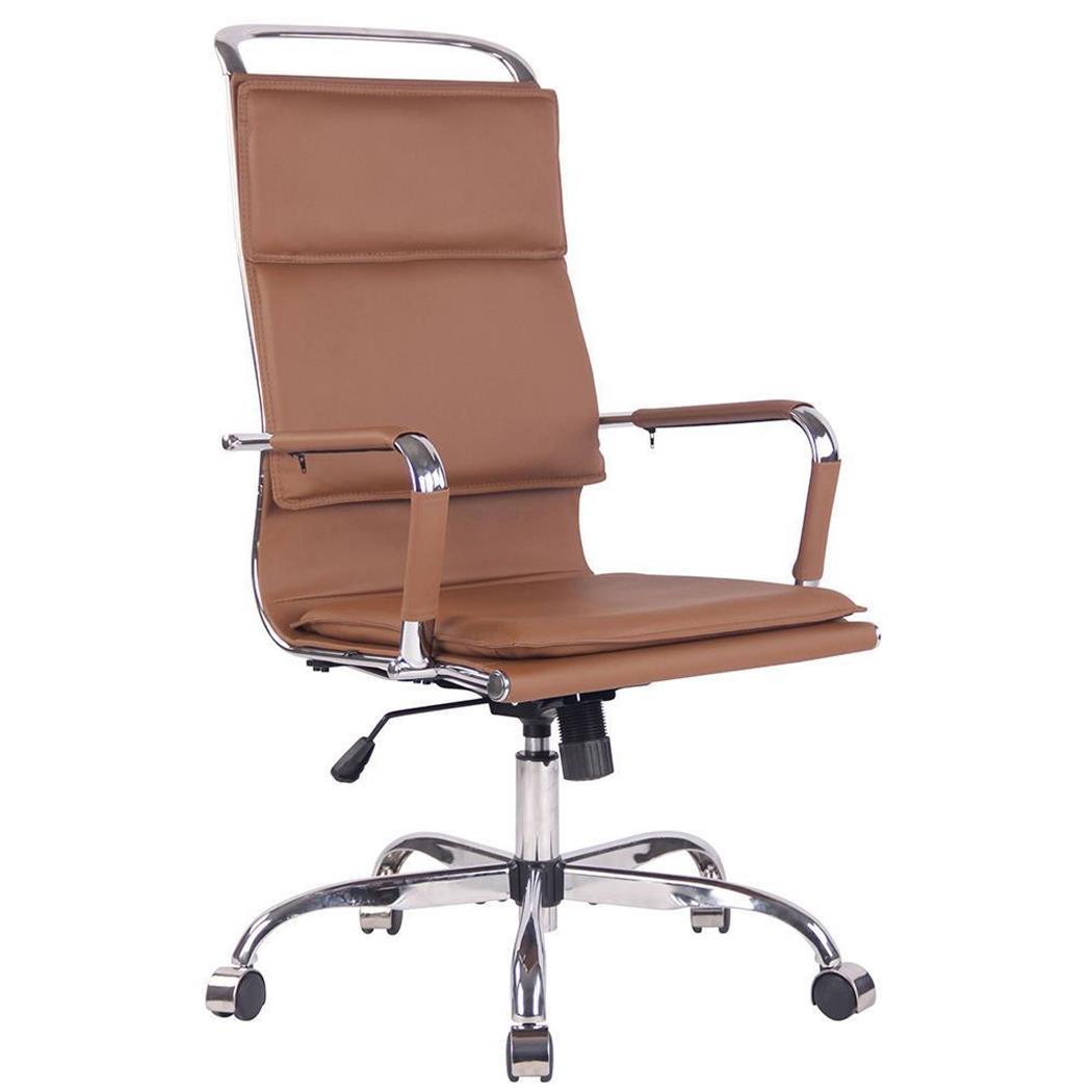 Bürostuhl QUEBEC, elegant und bequem, Lederbezug, Farbe Hellbraun