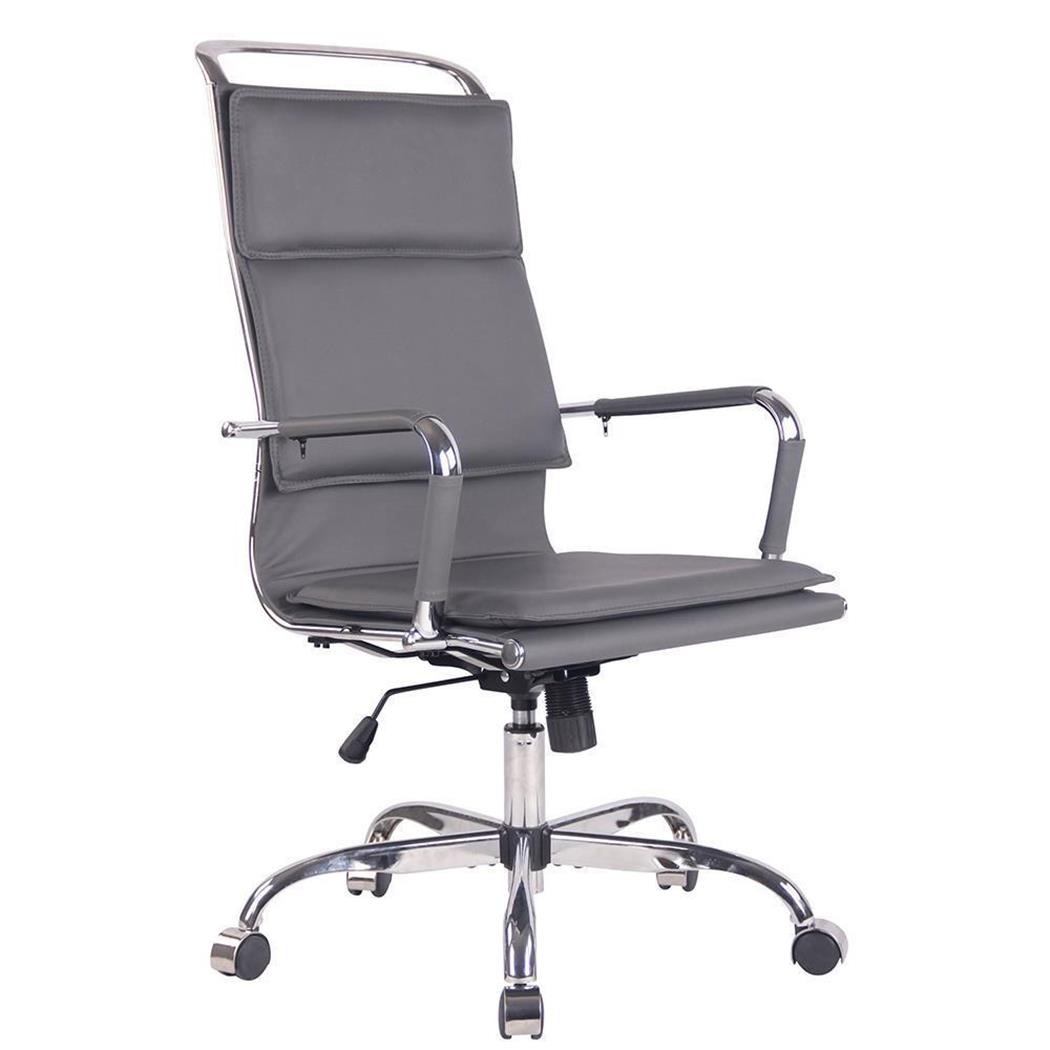 Bürostuhl QUEBEC, elegant und bequem, Lederbezug, Farbe Grau