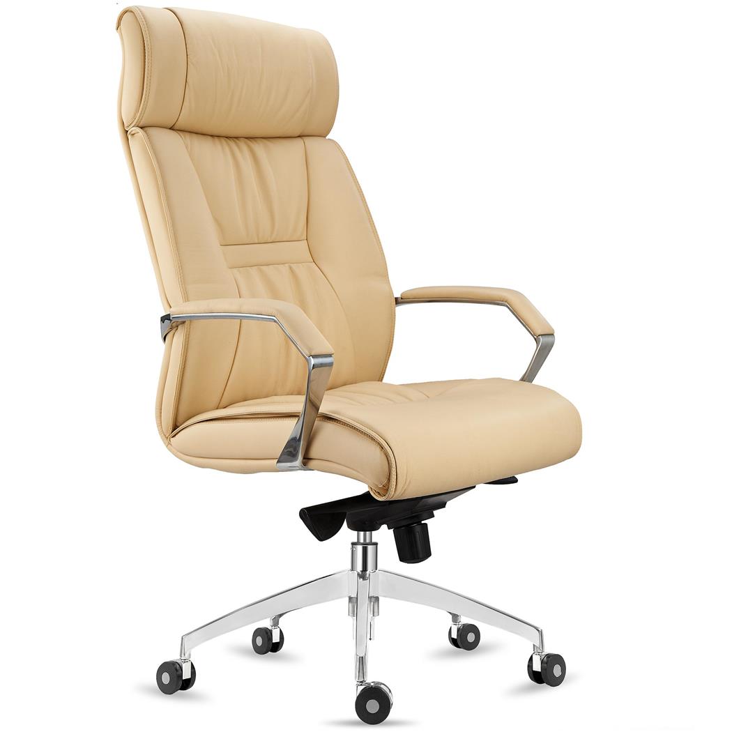 Chefsessel HANOI, Wippmechanik, hohe Rückenlehne, Naturlederbezug, Farbe Beige
