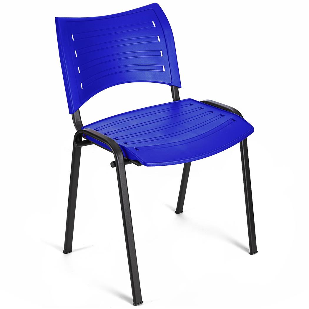 DEMO# Besucherstuhl ELVA B, stapelbar und sehr praktisch, schwarze Stuhlbeine, Farbe Blau