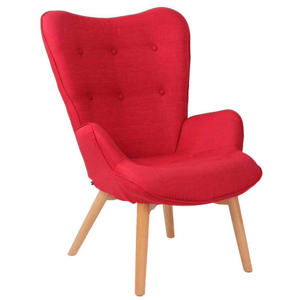 Besucherstuhl VILMA, elegant und bequem, dicke Polsterung und Massivholz, Farbe Rot
