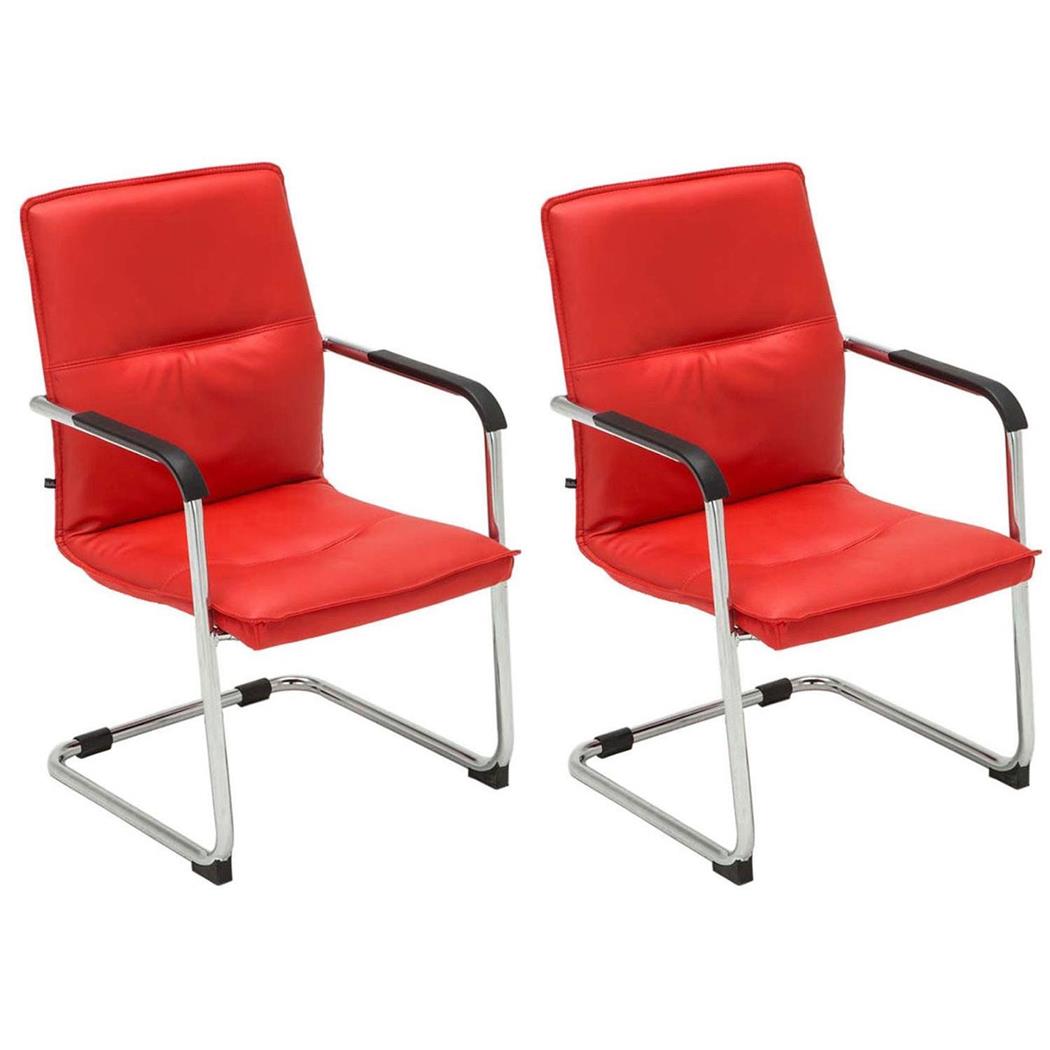 Im 2er-Set: Besucherstuhl GOLIATH, Metallgestell, großzügige Polsterung und elegantes Design, Farbe Rot