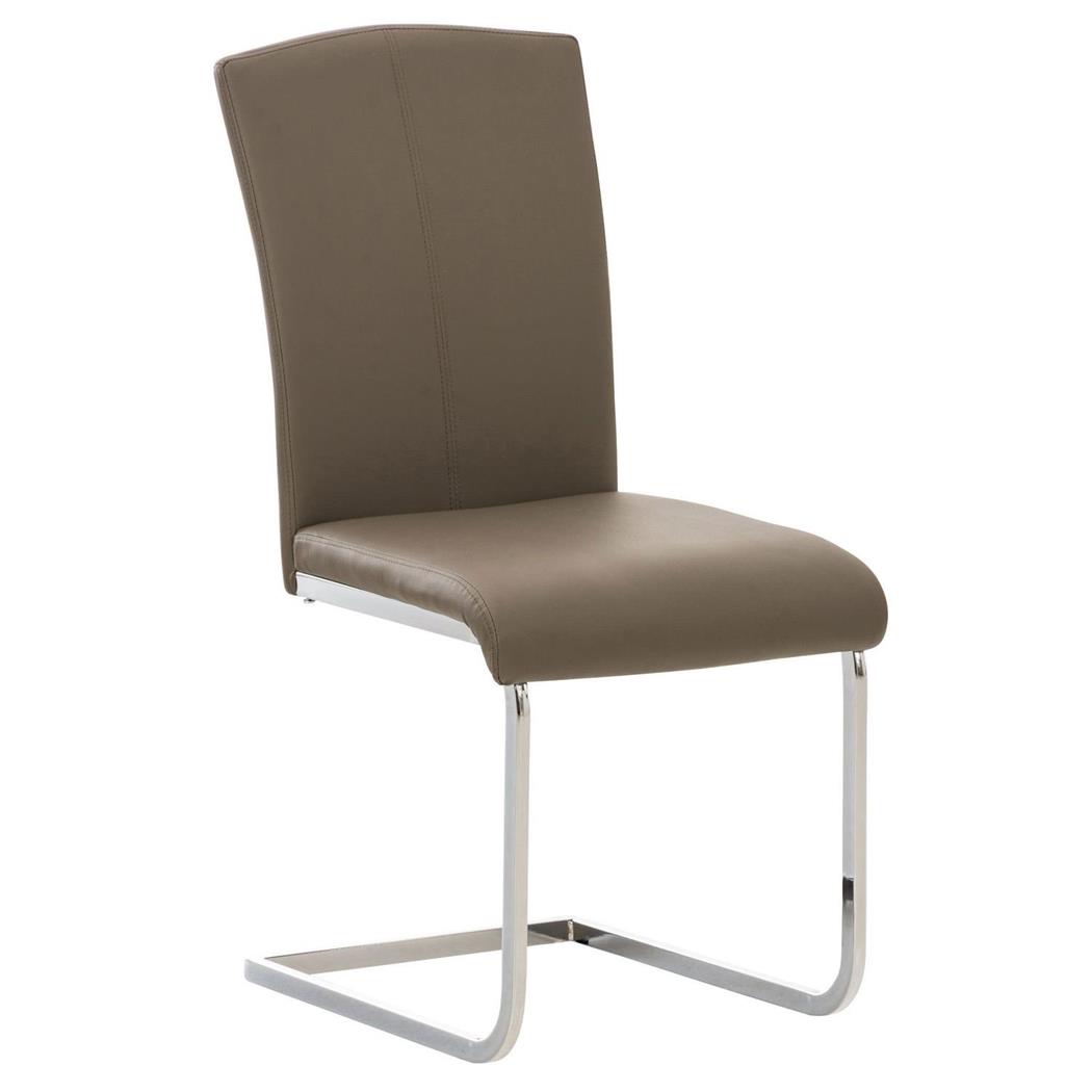 Besucherstuhl FOSTER, tolles Design, verchromtes Metallgestell, Kunstleder, Farbe Taupe