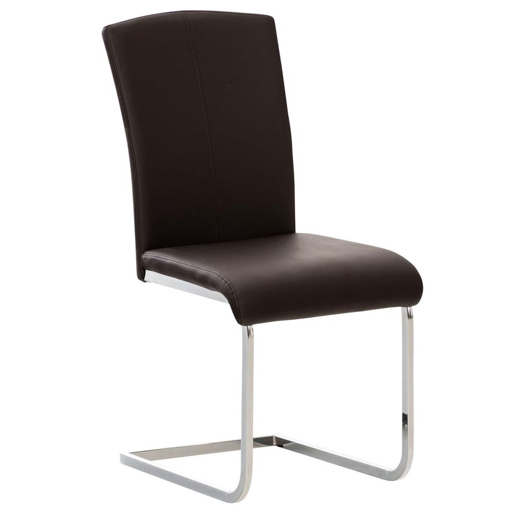 Besucherstuhl FOSTER, tolles Design, verchromtes Metallgestell, Kunstleder, Farbe Braun