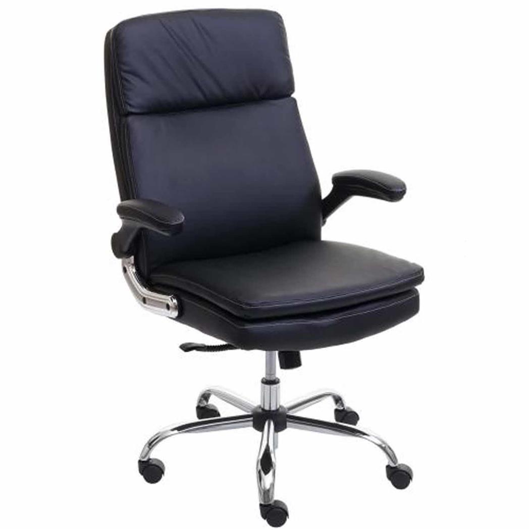 Chefsessel PULCO, dicke Polsterung, klappbare Armlehnen, Leder schwarz