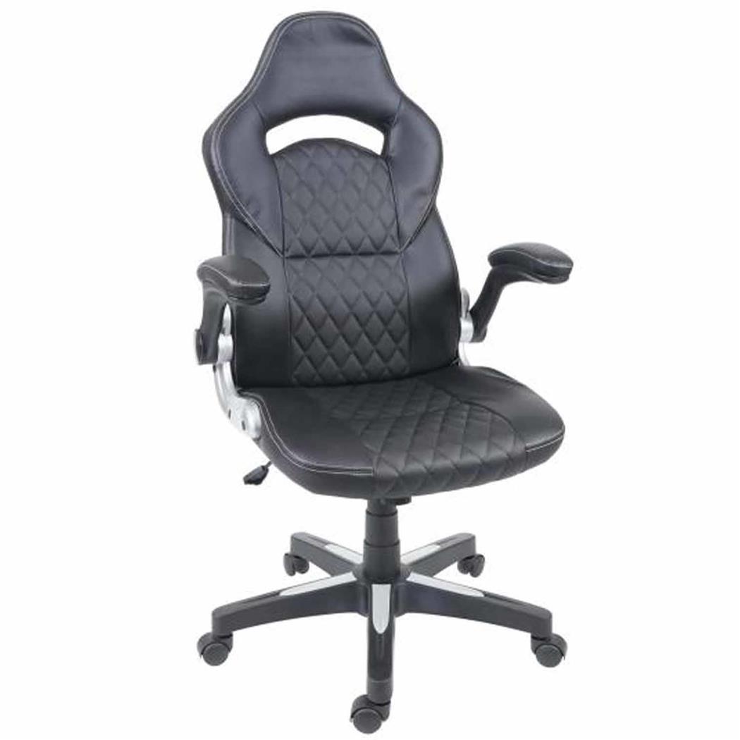 Gaming-Stuhl PONS,  dicke Polsterung, klappbare Armlehnen, Kunstleder Farbe Schwarz