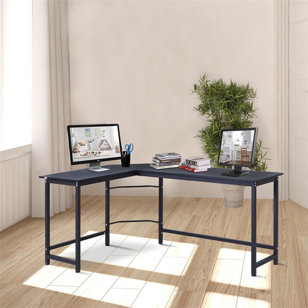 Eckschreibtisch ISMA, Holz und Metall, Abmessungen 168x120x75 cm, Farbe Schwarz