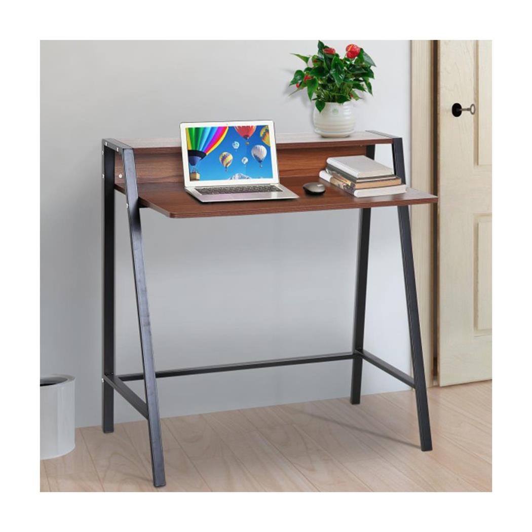 Computertisch NELY, 84x45x85 cm, schwarzes Metallgestell, Farbe Nuss