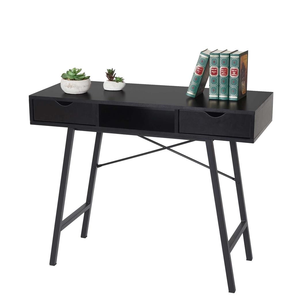 Computertisch NILSA, 120x60x76 cm, aus Metall und Holz, Farbe Schwarz