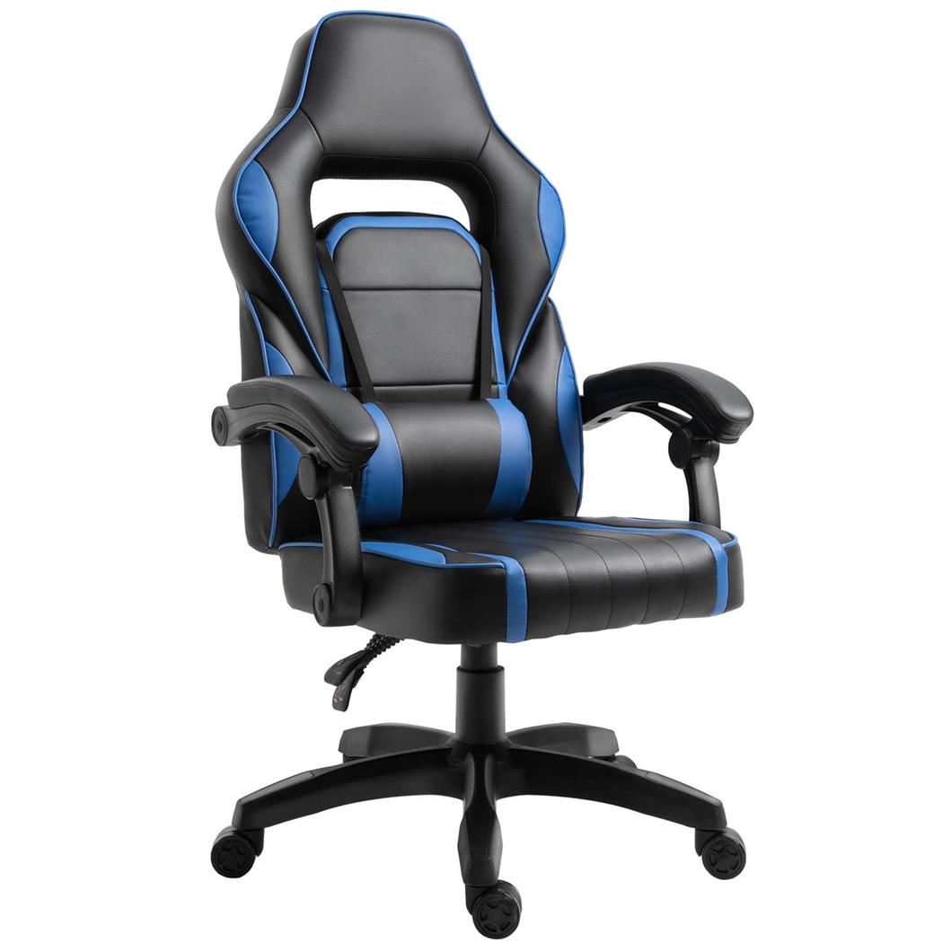 Gaming-Stuhl BUDAPEST, neigbar bis 135º, verstellbare Armlehnen, Kunstleder, Farbe Schwarz/ Blau