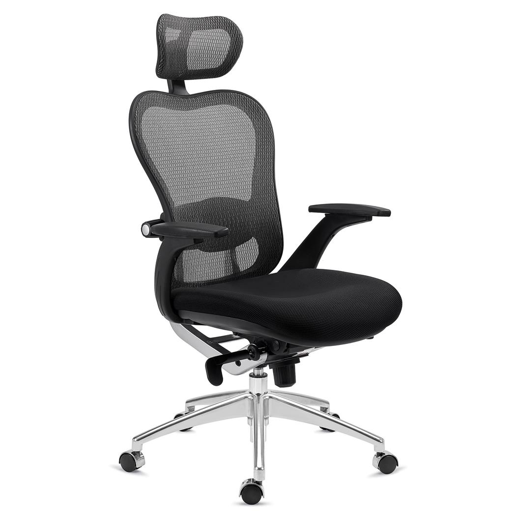 DEMO# Ergonomischer Bürostuhl ROYAL, 8h-Nutzung, innovative Lordosenstütze, exklusives Design, Farbe Grau