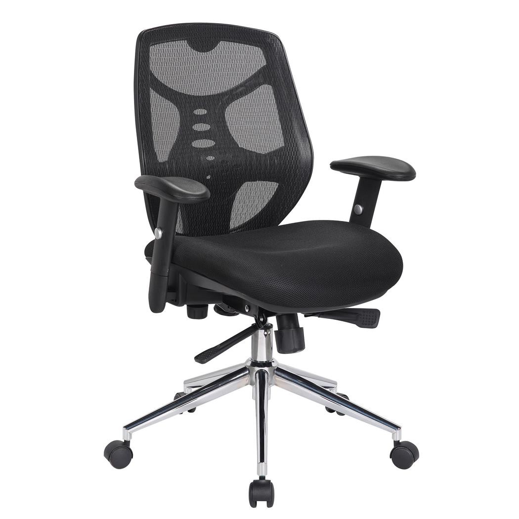 DEMO# Ergonomischer Bürostuhl MANTRA, spektakuläre Rückenlehne, verstellbare Armlehnen, Farbe Schwarz
