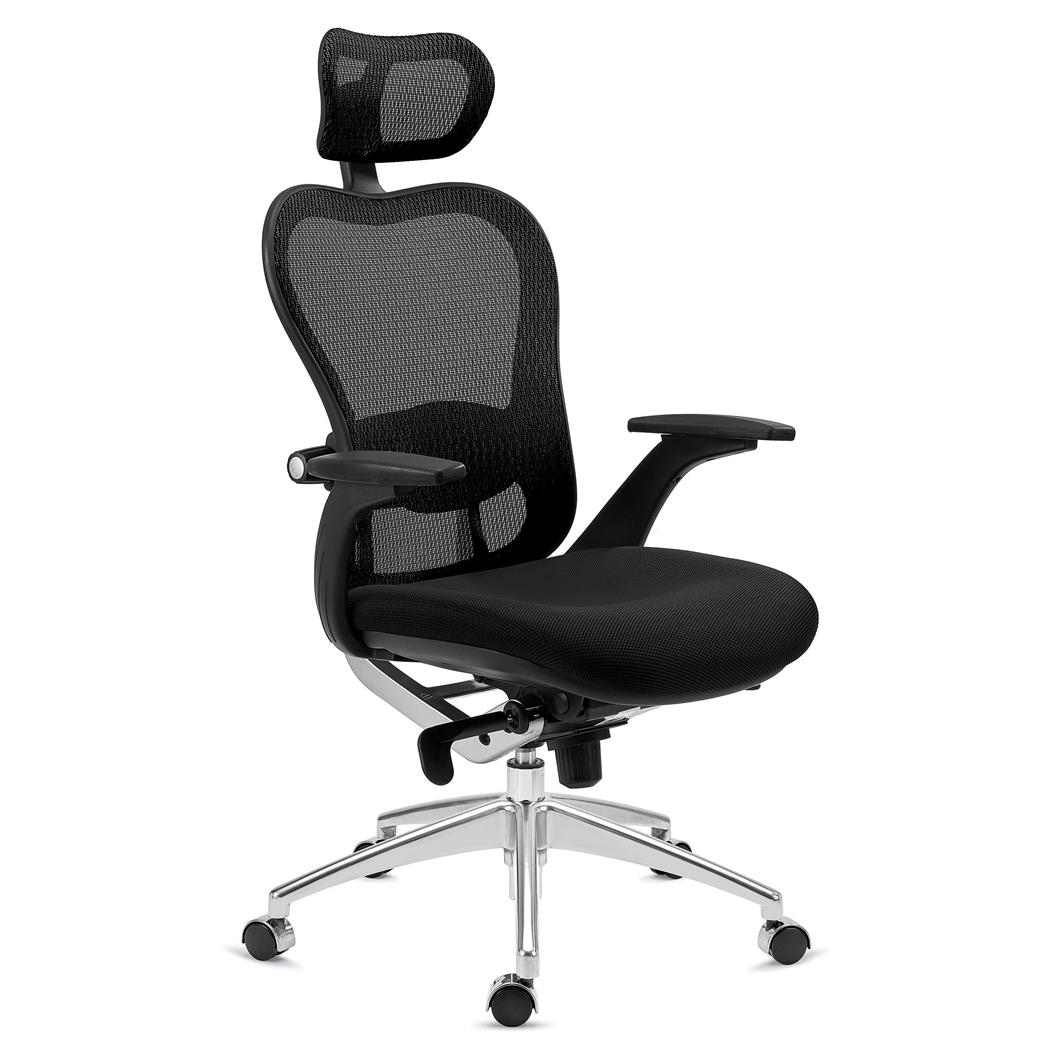 DEMO# Ergonomischer Bürostuhl ROYAL, 8h-Nutzung, innovative Lordosenstütze, exklusives Design, Farbe Schwarz
