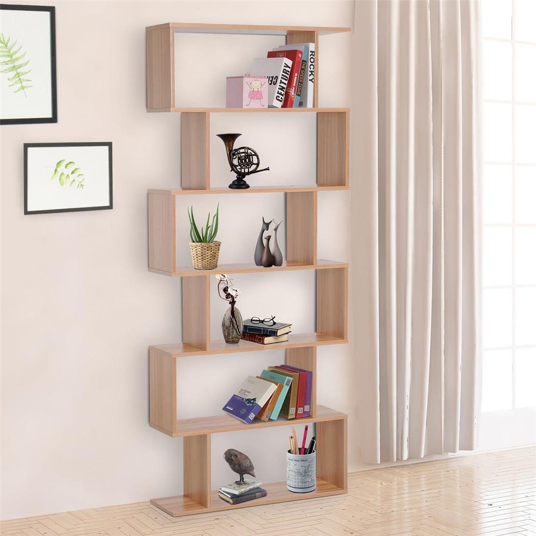 Bücherregal KEDER, 80x23x192 cm, Elegantes Design, S-Form, Holz, Farbe Eiche