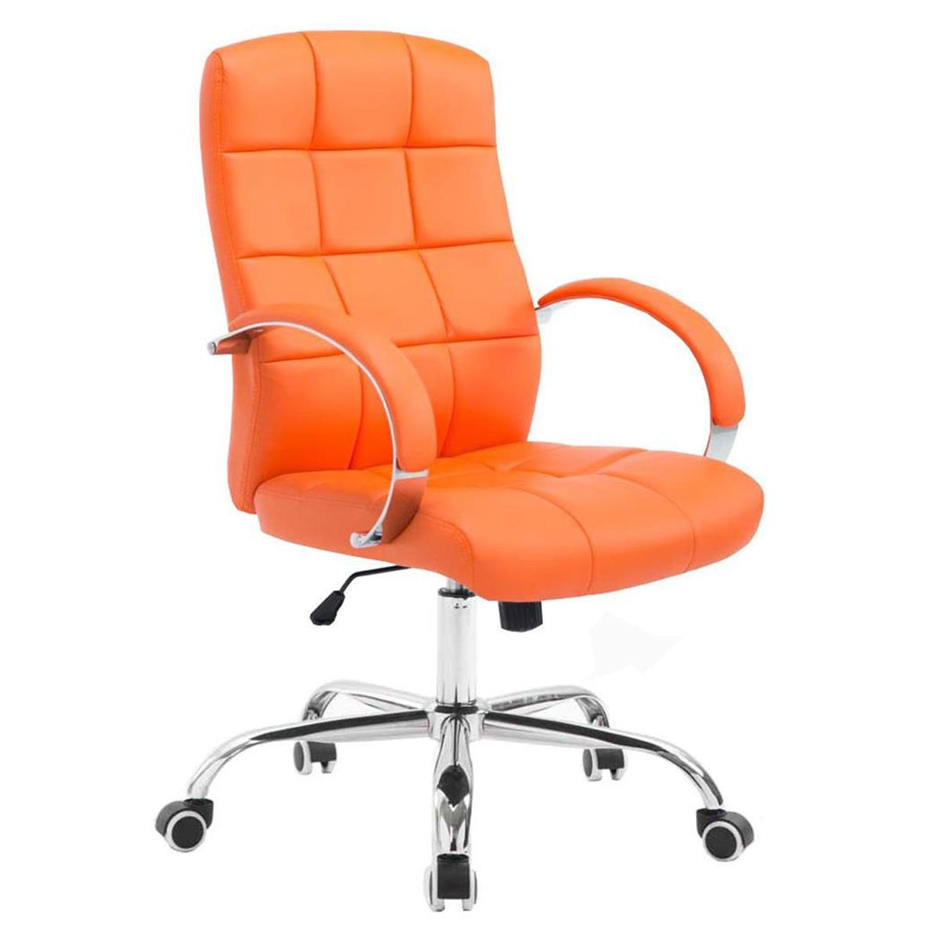 Chefsessel LISSABON, sehr hochwertig, Metallgestell, Lederbezug, Farbe Orange