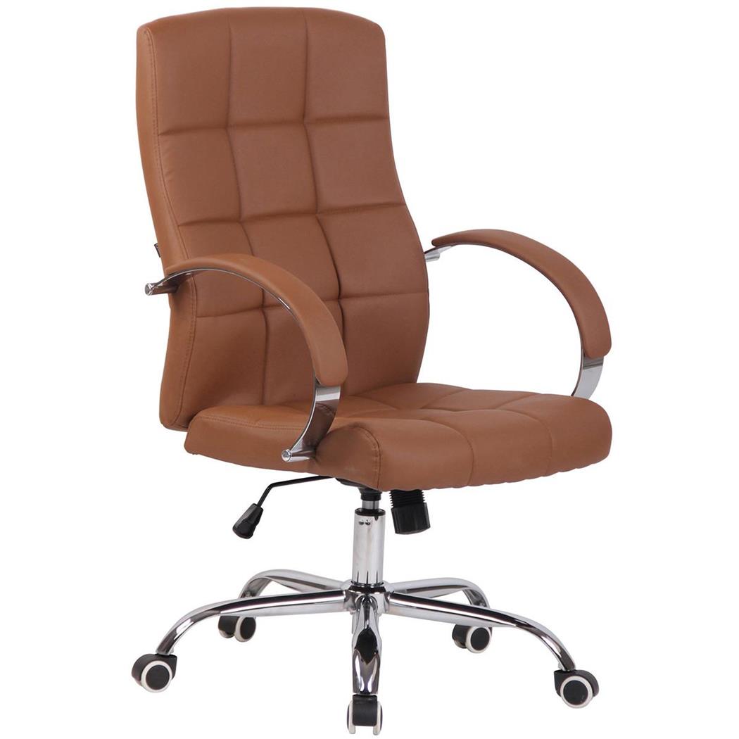 Chefsessel LISSABON, sehr hochwertig, Metallgestell, Lederbezug, Farbe Hellbraun