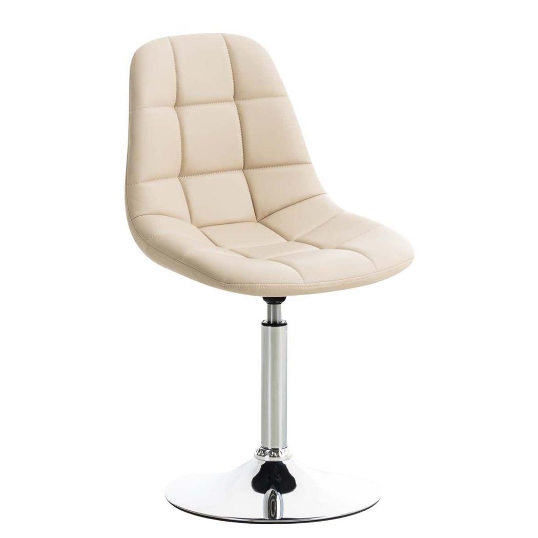 Besucherstuhl EMILY LEDER, exklusives Design, Trompetenfuß aus Metall, Farbe Creme