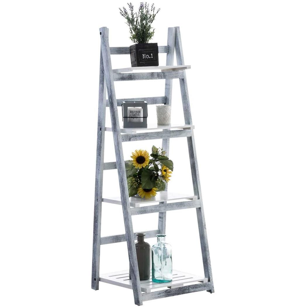 Leiterregal ANDREW, Abmessungen 113x42x34 cm, klappbar, Holz, Farbe Grau Antik