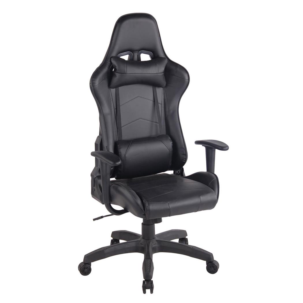 Gaming-Stuhl DARIUS, Nacken- und Lordosenkissen, Kunstleder, Farbe Schwarz
