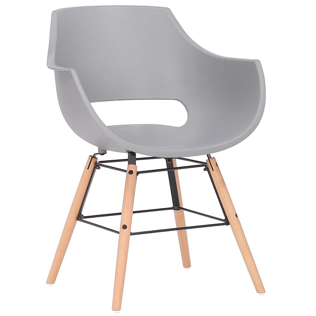 Besucherstuhl CALIFORNIA, nordisches Design, Stuhlbeine aus hellem Holz, Farbe Grau