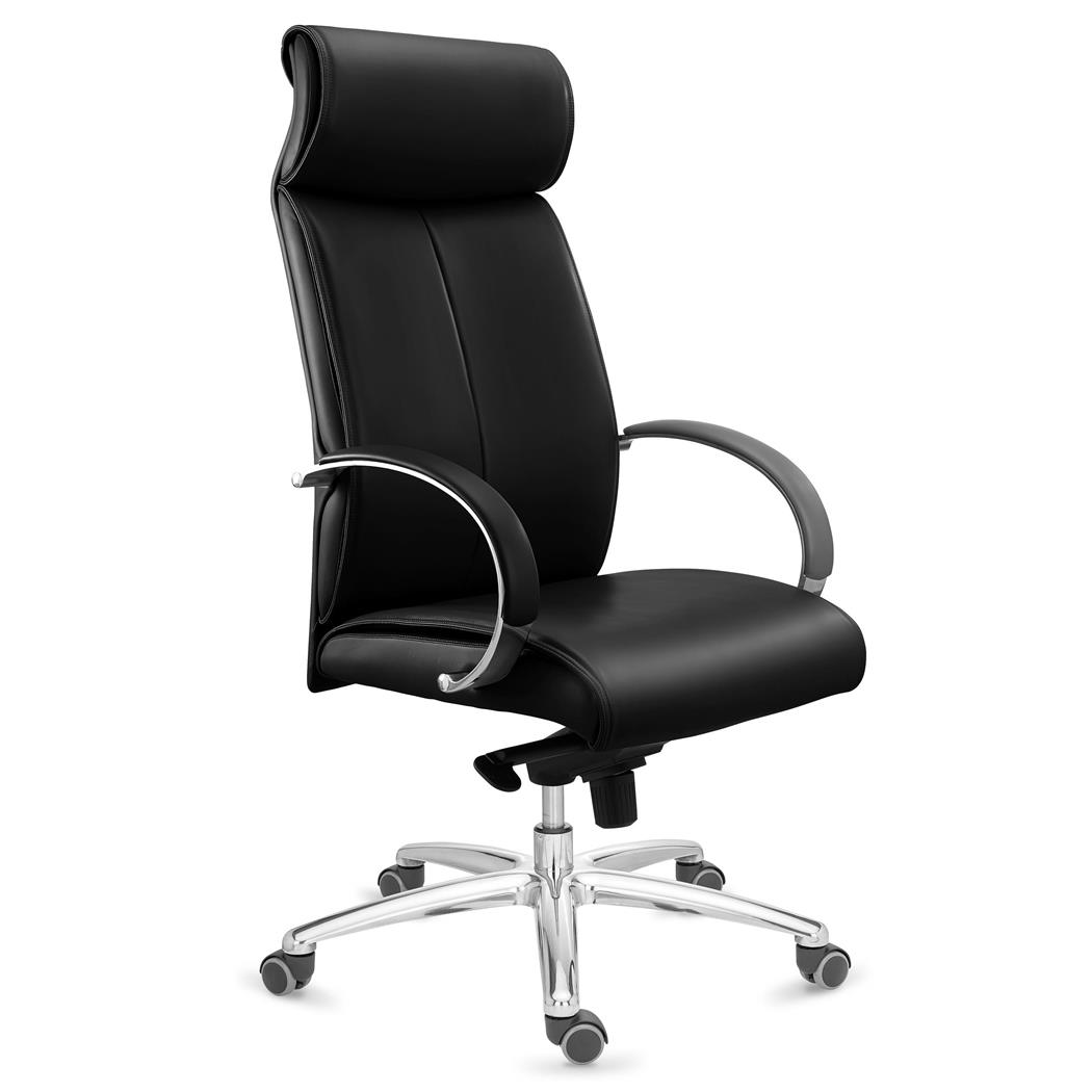 DEMO# Chefsessel PANAMA, Eleganz und Komfort, robust und hochwertig, Echtleder, Farbe Schwarz