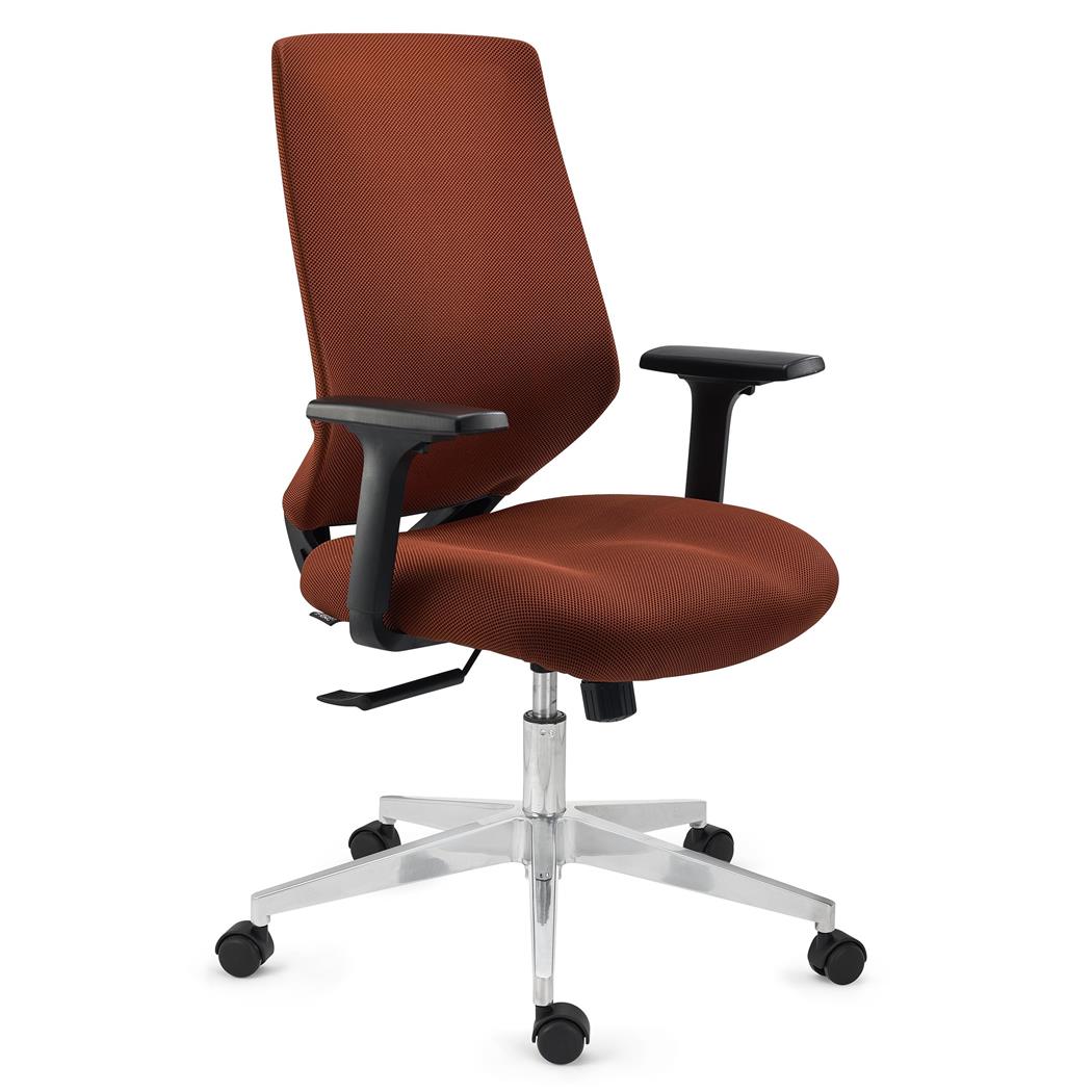DEMO# Ergonomischer Bürostuhl NOLAN, verstellbare Armlehnen, Metallfußkreuz, Farbe Braun