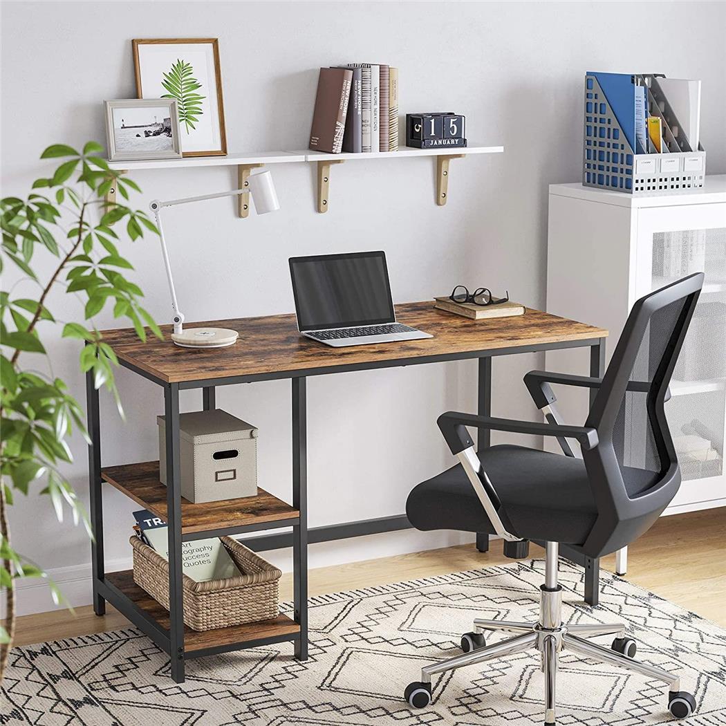 Büroschreibtisch ERGOS, Abmessungen 120x60x75 cm, Industrieller Stil, aus Metall und Holz, Farbe Braun