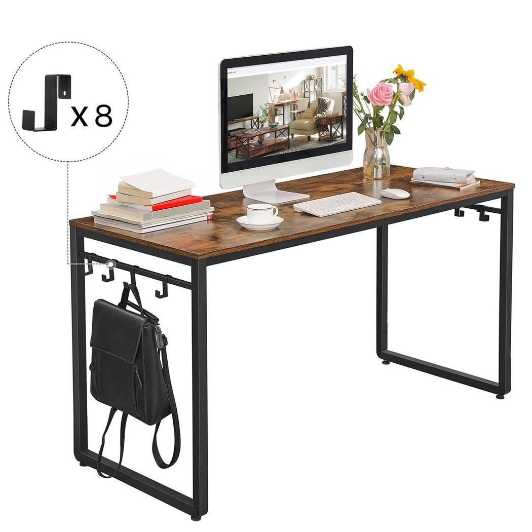 Bürotisch OMEGA, Abmessungen 140x60x75cm, Industrielles Design, Metallstruktur mit Holz, Farbe Rustik