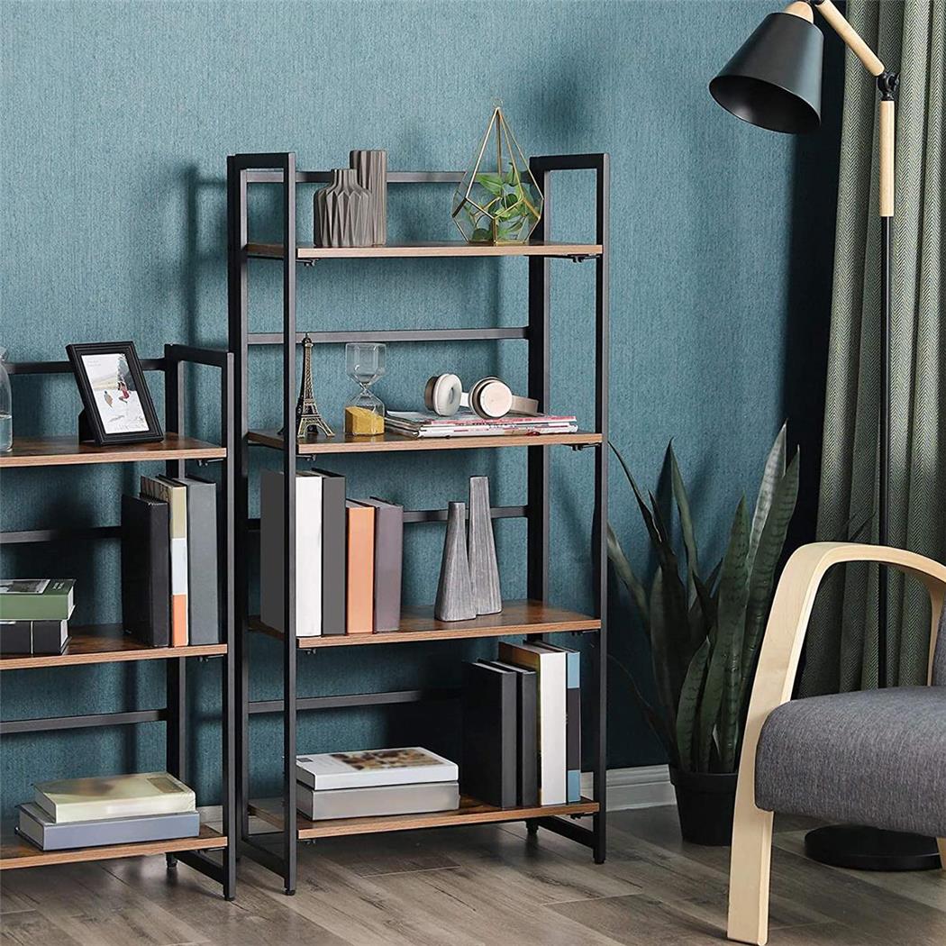 Büroregal OCEAN, Abmessungen 30x60x125,5cm, industrieller Stil, Metall und Holz, Farbe Rustik