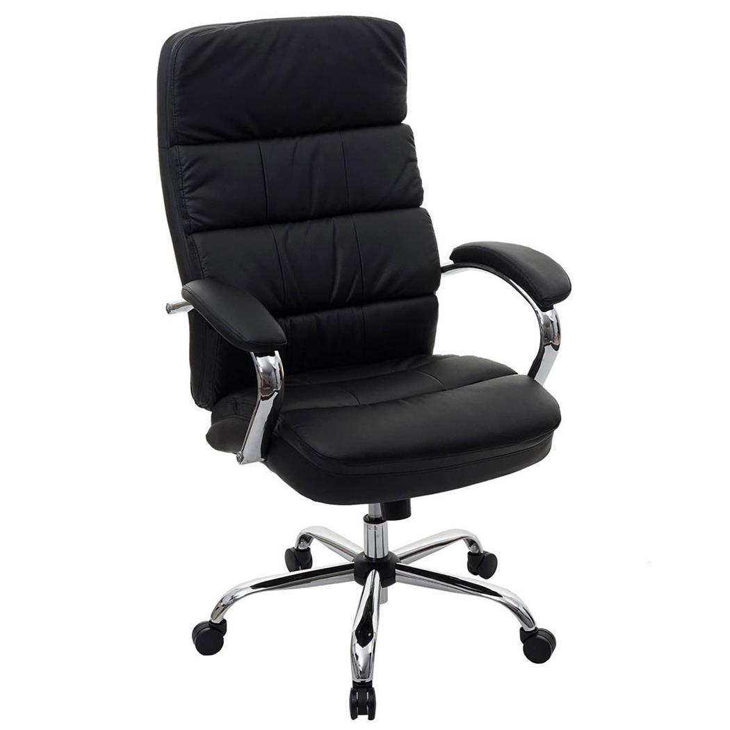 Chefsessel JUSTIN, elegantes Design, dick gepolstert, belastbar bis 220kg, Kunstleder, Farbe Schwarz