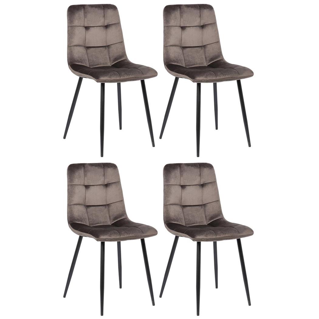 4er Set Besucherstuhl ARDILES SAMT, Vierfuß-Gestell aus Metall, Samtbezug, Farbe Taupe