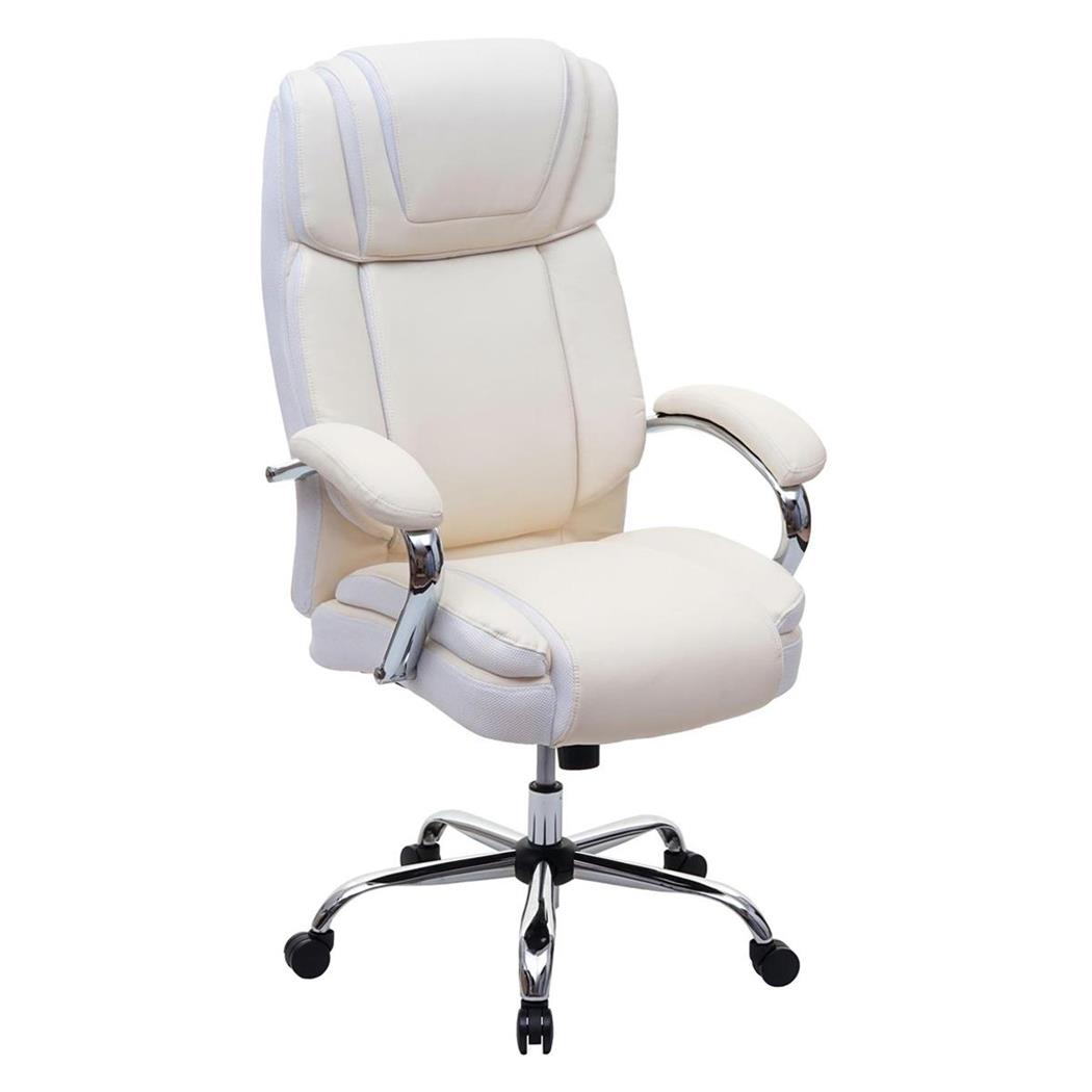 Chefsessel GLEN, elegantes Design, dick gepolstert, belastbar bis 220kg, Kunstleder, Farbe Creme