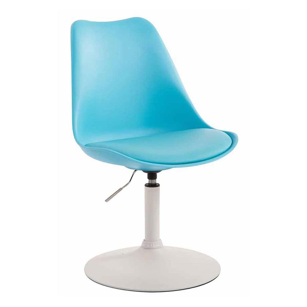 Besucherstuhl MOLLY, Sockel aus mattweißem Metall, Sitz Kunstleder, Farbe Blau