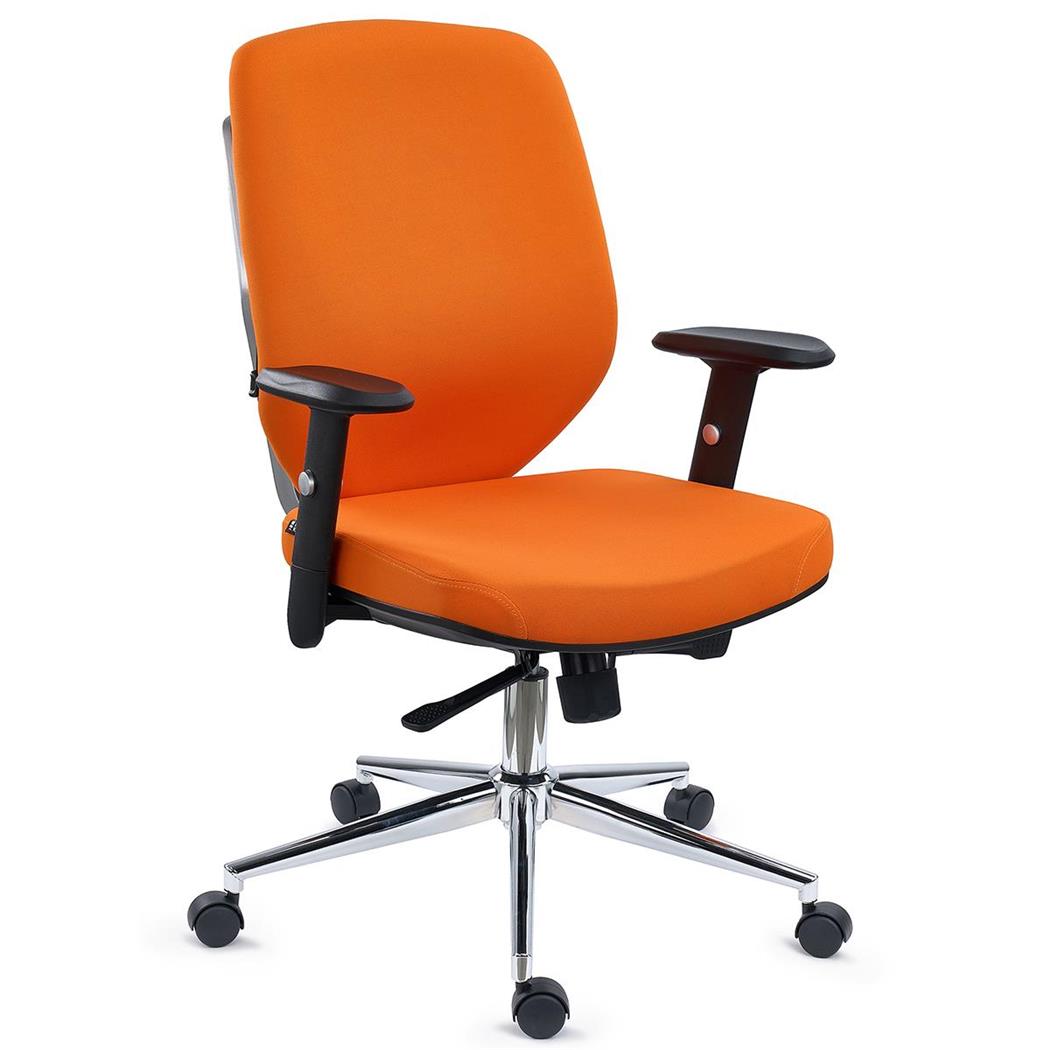 DEMO# Ergonomischer Bürostuhl TRAFIC, Rückenlehne mit Lordosenstütze, dicke Polsterung, 8h-Nutzung, Farbe Orange