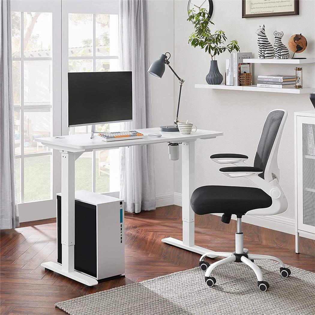 Schreibtisch MONFORTE, 70x140x73-114 cm, elektrisch höhenverstellbar, Metallgestell, MDF-Tischplatte, Farbe Weiß