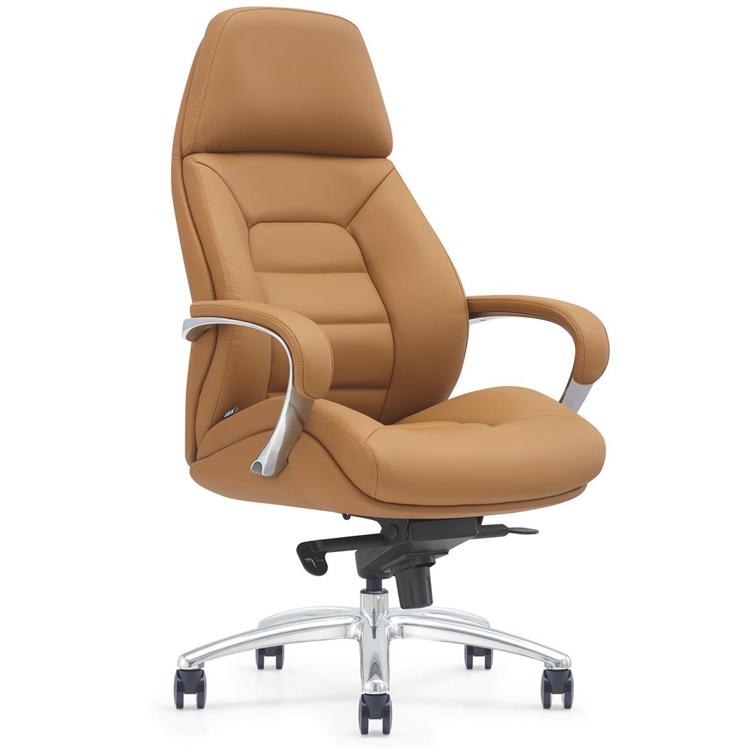 Chefsessel SHANGHAI, XXL, Wippmechanismus, Echtleder, großzügig gepolstert, Farbe Hellbraun