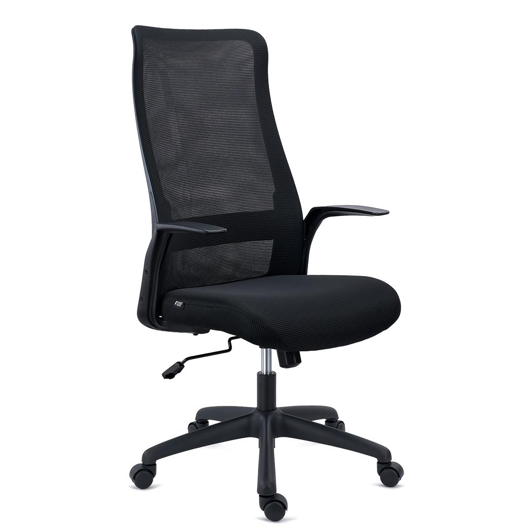 Ergonomischer Bürostuhl SIERRA, atmungsaktive Netzstoffrückenlehne, Lordosenlstütze, praktisch und bequem, Schwarz
