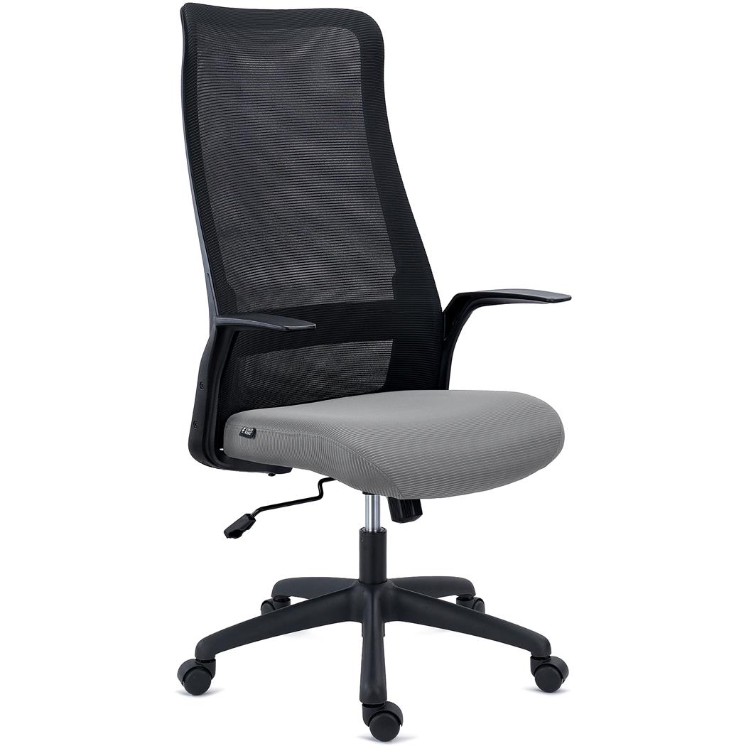 Ergonomischer Bürostuhl SIERRA, atmungsaktive Netzstoffrückenlehne, Lordosenstütze, praktisch und bequem, Grau