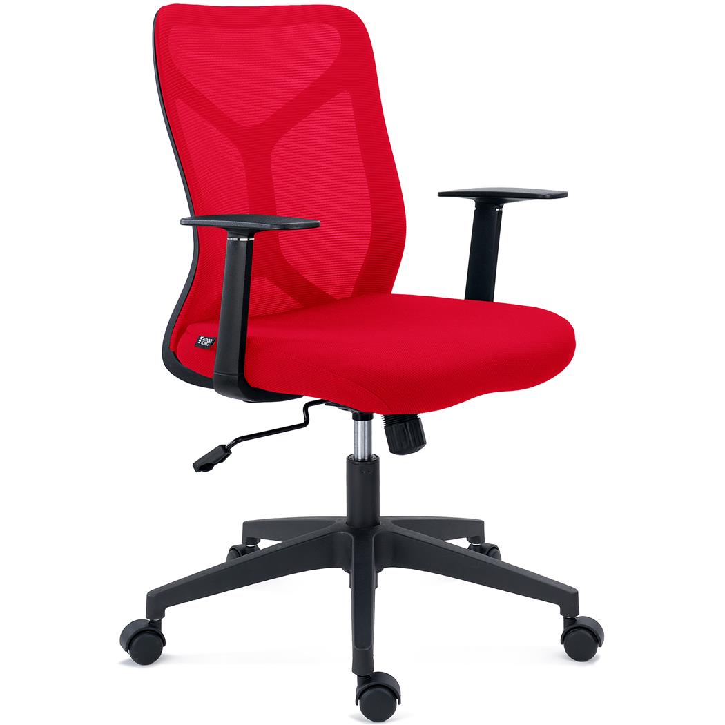 Ergonomischer Bürostuhl GINGER, Wippmechanik, robust und vielseitig, mit Stoff und Netzstoff, Farbe Rot