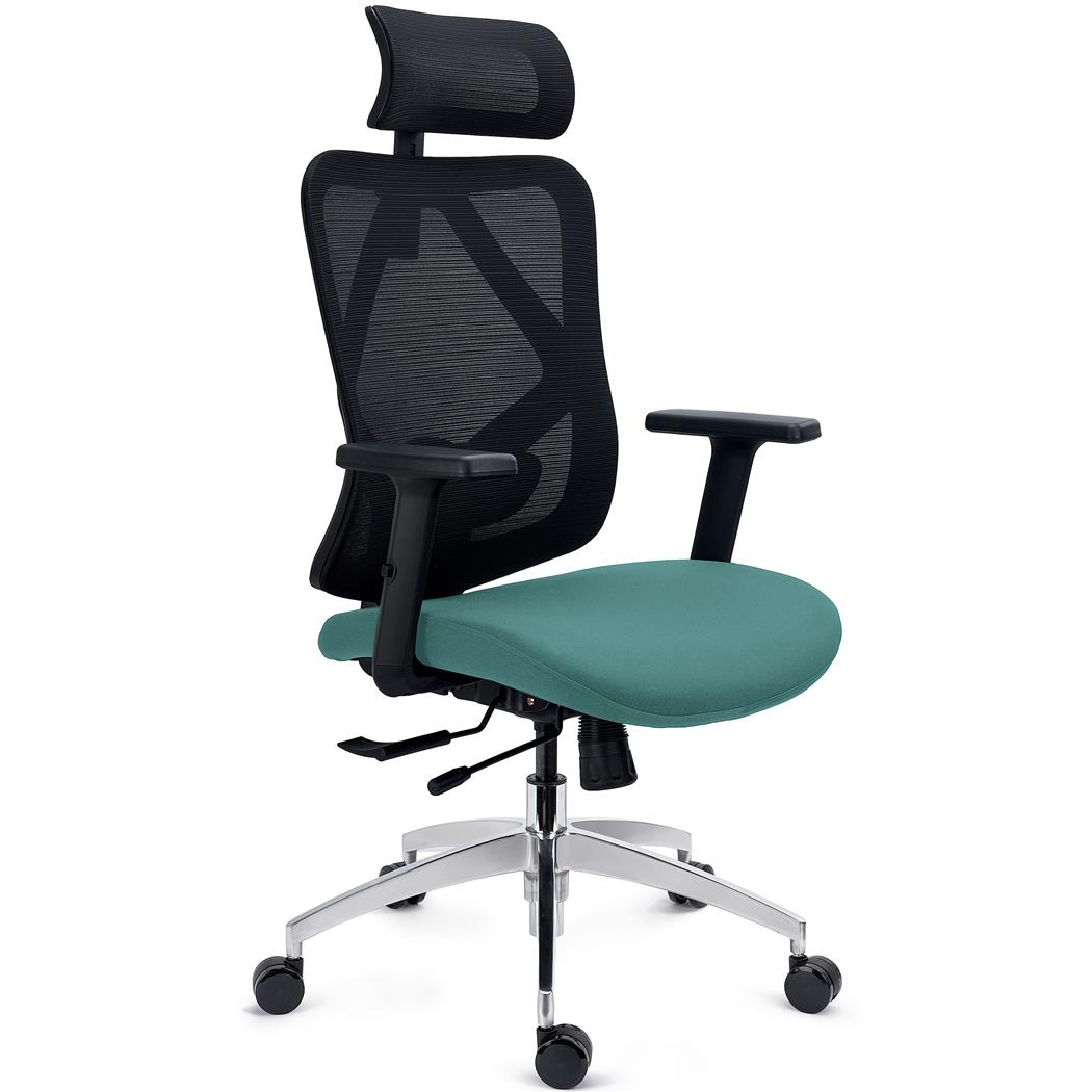 Ergonomischer Bürostuhl LONDON, 3D-Lordosenstütze, tiefenverstellbarer Sitz, 3D-Armlehnen, Farbe Grün