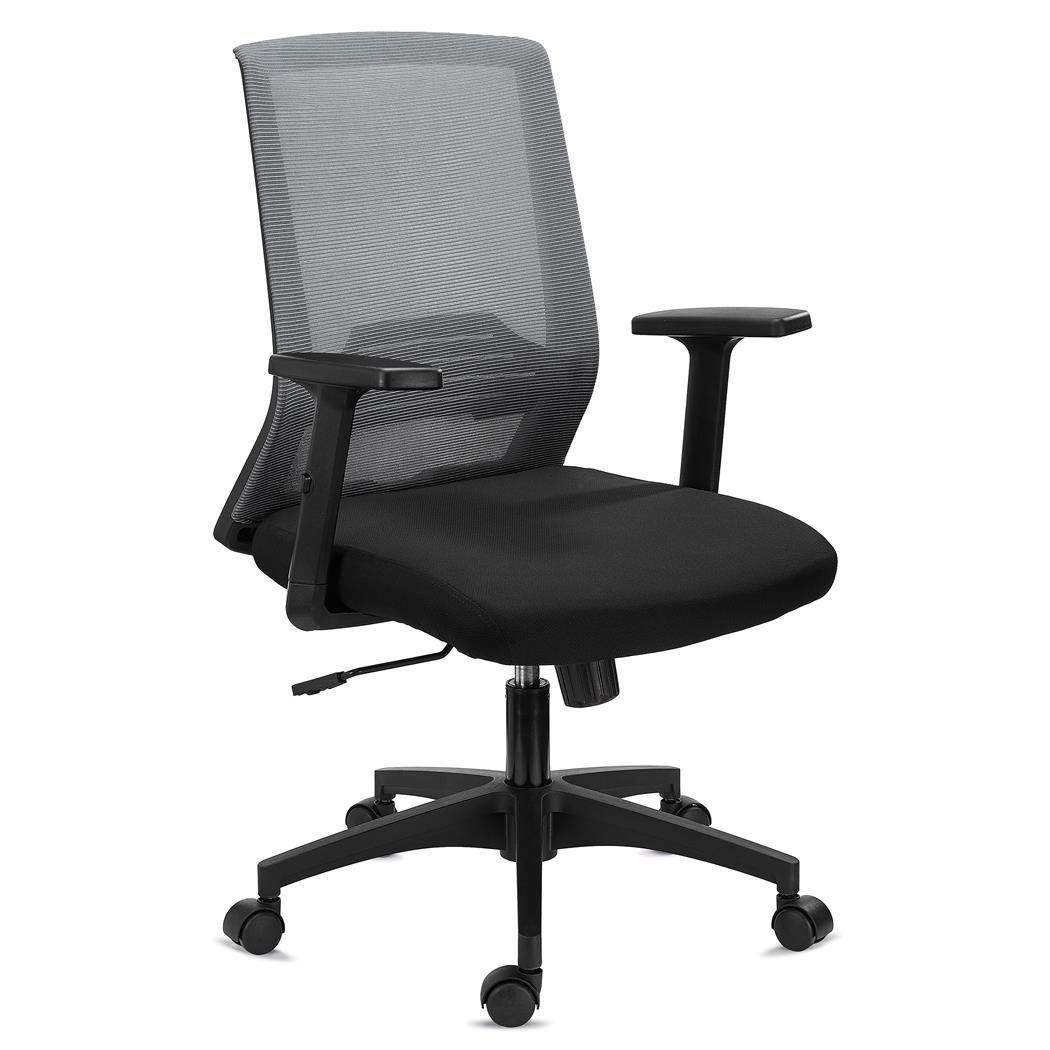 Bürostuhl ACTIVA, Lordosenstütze, verstellbare Armlehnen, bequem und robust, Farbe Grau