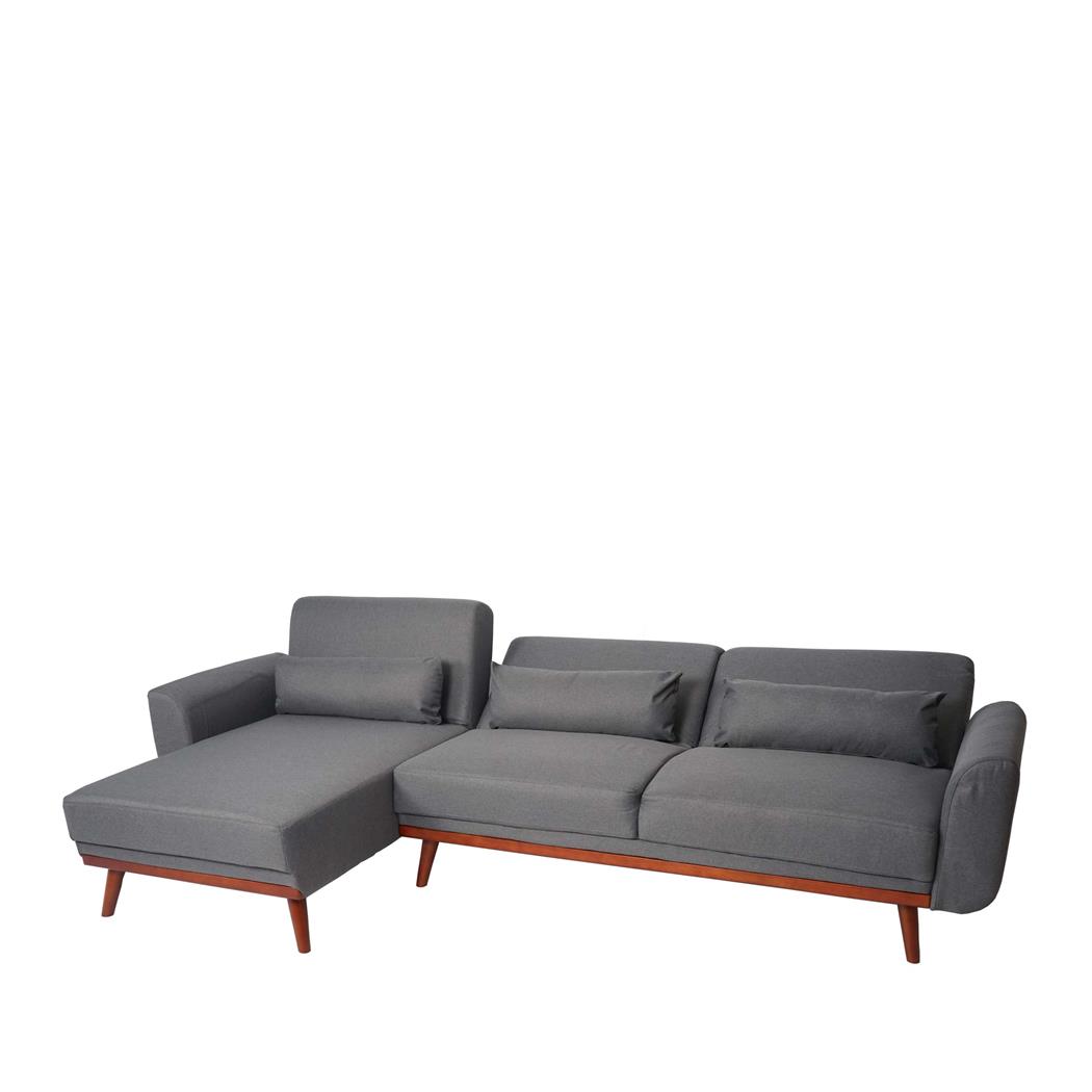 Sofa LOUNGER, Ecksofa, 3-Sitzer mit Liegefläche Stoff, Farbe Anthrazit