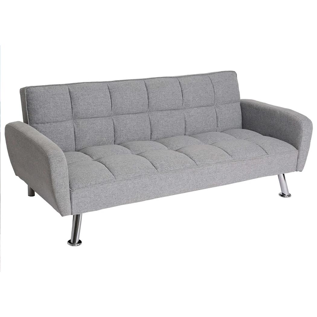 Bürosofa ERMES, 3-Sitzer, Sofabett, verstellbare Rückenlehne, Samt, Grau