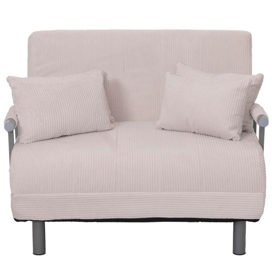 Schlafsofa LESLY, 2-Sitzer, dick gepolstert, Cord-Stoff, Farbe Creme