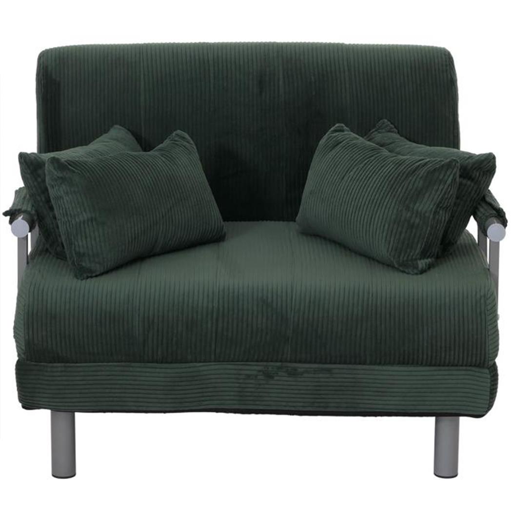Schlafsofa LESLY, 2-Sitzer, dick gepolstert, Cord-Stoff, Farbe Grün