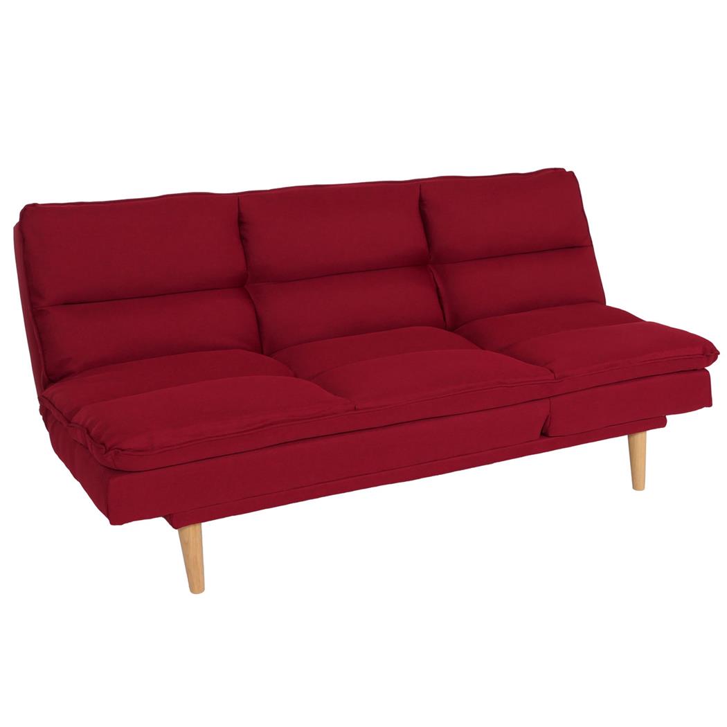 Schlafsofa MENDIX, 3-Sitzer, bequem gepolstert, verstellbare Rückenlehne, Stoffbezug, Farbe Burgund