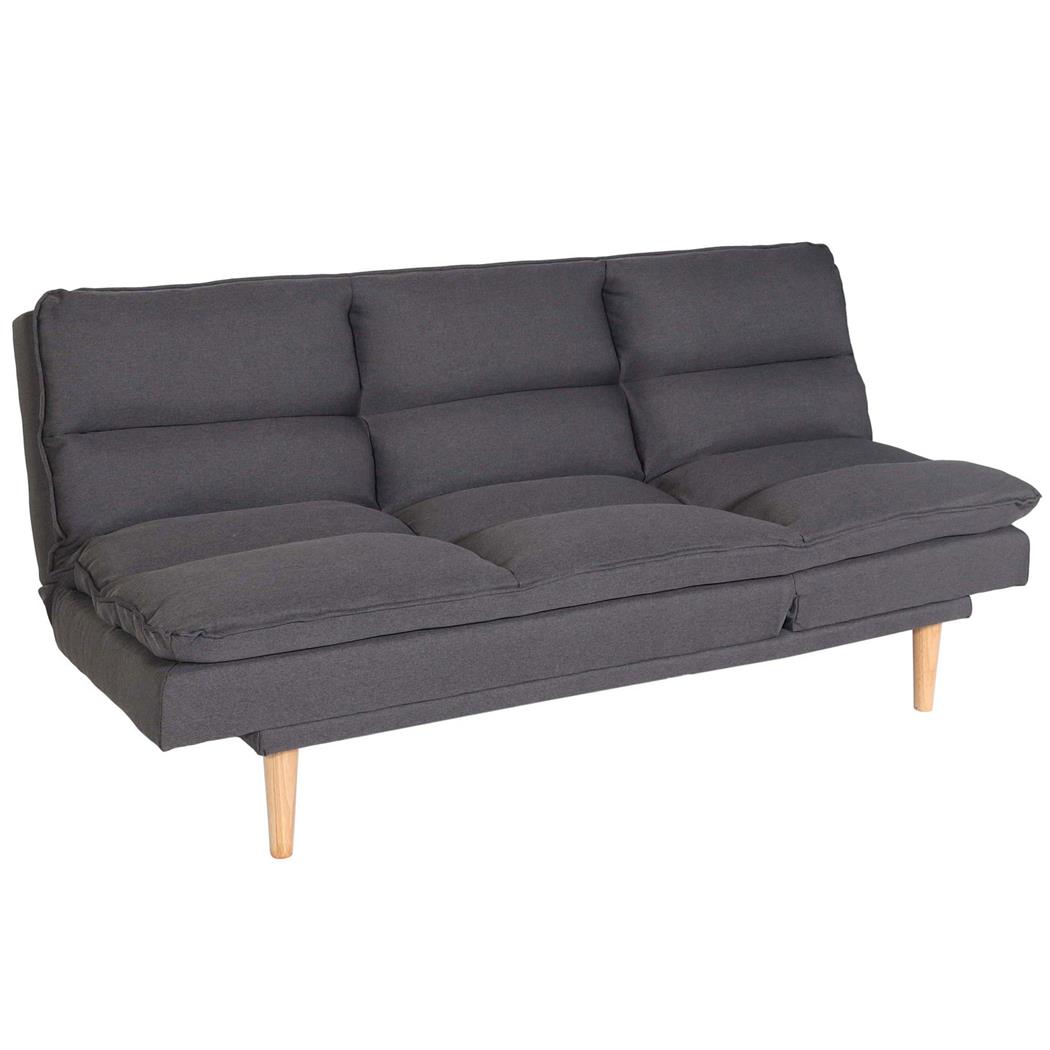 Schlafsofa MENDIX, 3-Sitzer, bequem gepolstert, verstellbare Rückenlehne, Stoffbezug, Farbe Dunkelgrau