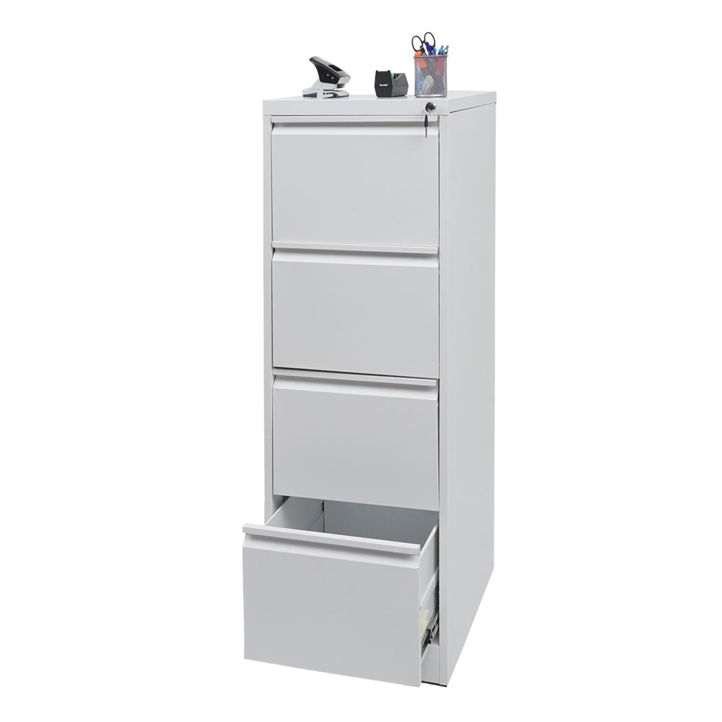 Aktenschrank GIBBY, Hängeregister, 62x46x134cm, abschließbar, Stahlschrank, Farbe Weiß