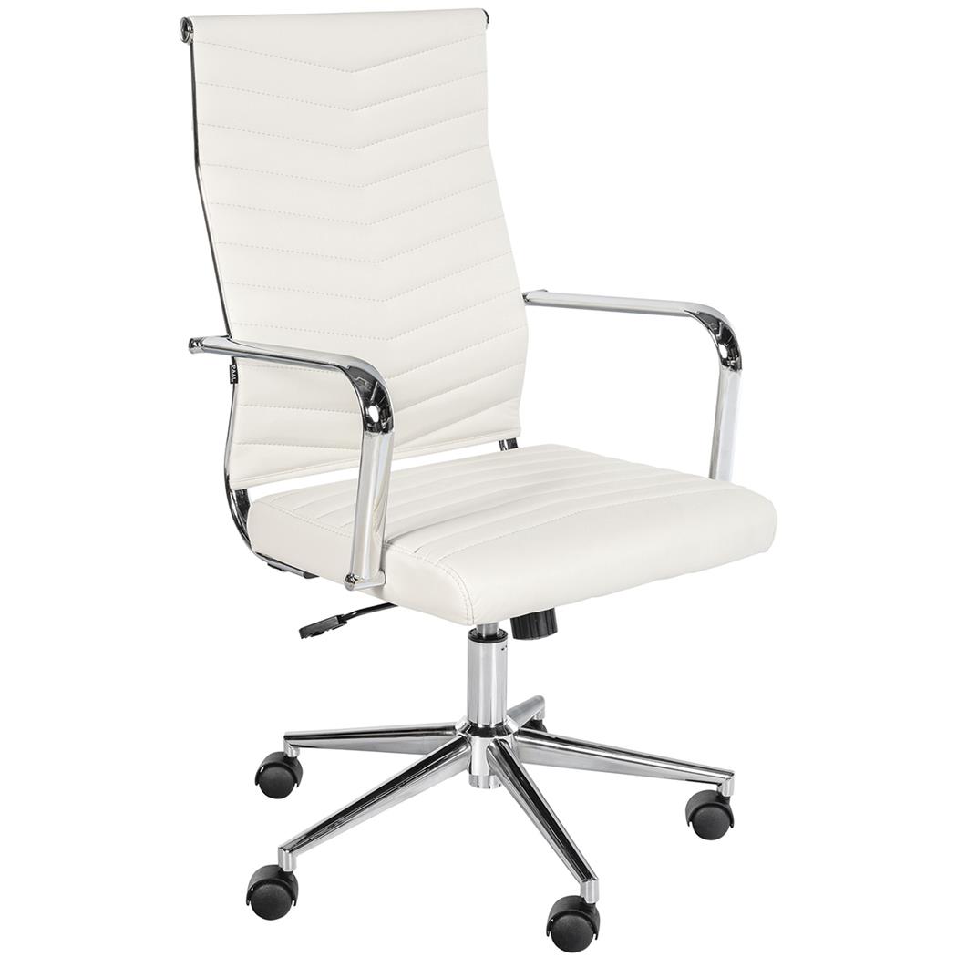 Chefsessel KOBE, Metallgestell, elegantes Steppdesign, Kunstleder, Farbe Naturweiß