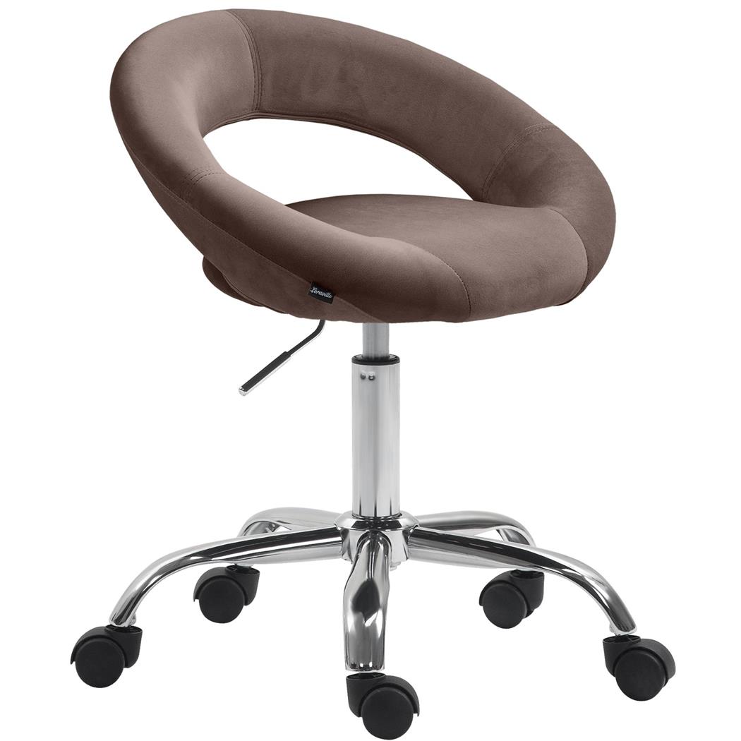 Bürostuhl AMANDA, praktisch und modern, elegantes Design, Samtbezug, Farbe Braun